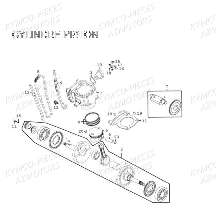 Cylindre Piston AZMOTORS Pièces MXU 300 4T EURO II