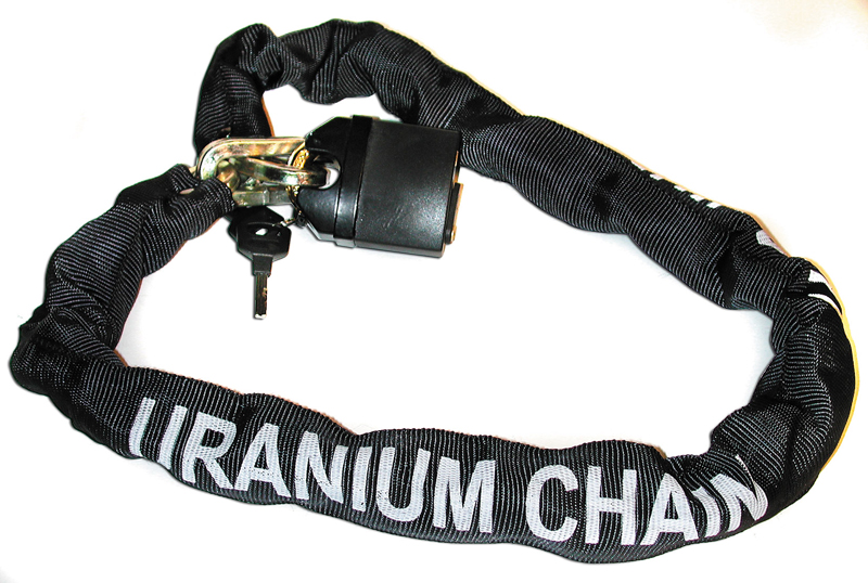 Antivol chaine uranium
Golden  
Chaîne à maillons carrés de 10mm. Longueur 1m50
