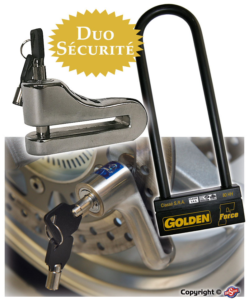 Antivol U SRA NF
Golden force 310mm
+ BloC Disq
info
Antivol U SRA NF
Golden force 310mm
+ BloC Disq
Un antivol pour votre 2 roues moto ou scooter golden force Antivol U SRA NF
Golden force 310mm
+ BloC Disq