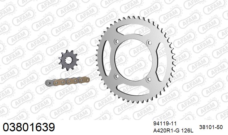 RR Enduro 2011+2020 428 14x63 Motodak kit Chaine Compatible avec Beta 125 RR LC 2010+2020 