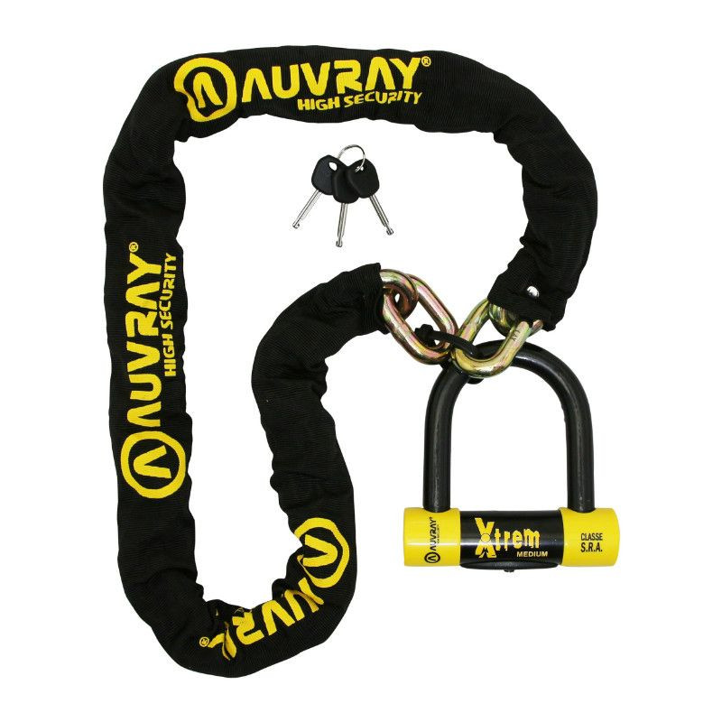 ANTIVOL A CHAINE AUVRAY XTREM 1.40M MAILLON DIAM 13.5mm AVEC U XTREM MEDIUM 100x85mm (CLASSE SRA CHAINE + U) ANTIVOL A CHAINE AUVRAY XTREM 1.40M MAILLON DIAM 13.5mm AVEC U XTREM MEDIUM 100x85mm (CLASSE SRA CHAINE + U) origine AZMOTORS 