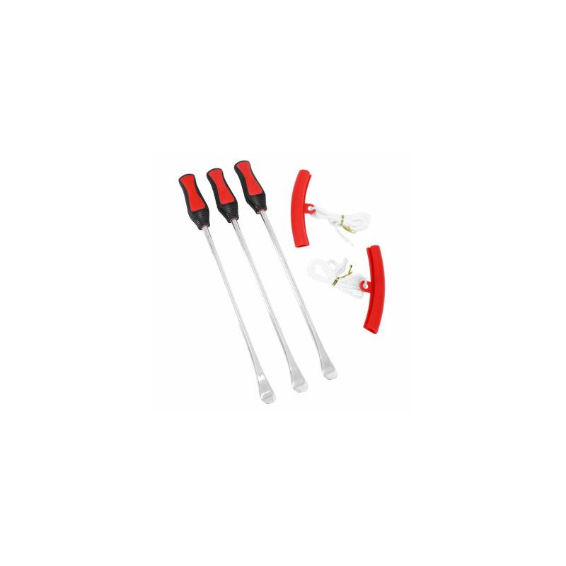 OUTIL DEMONTE PNEU EN CUILLERES (x3) ET MORS/PROTEGE JANTE (x2) LONGUEUR 290 mm OUTIL DEMONTE PNEU EN CUILLERES (x3) ET MORS/PROTEGE JANTE (x2) LONGUEUR 290 mm origine AZMOTORS -DISPO