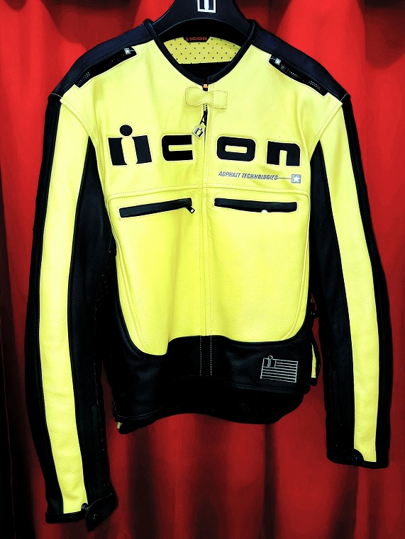 BLOUSON ICON HOMME CUIR JAUNE ET NOIR T.L
