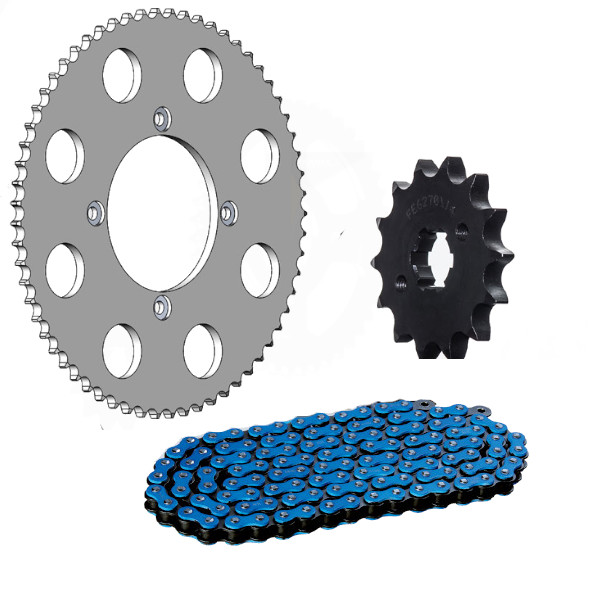 KIT CHAINE BLEU ALU RR 125 4T (ADAPTABLE) 14X63/428MXZ (QUALITE ULTRA.RENFORCEE) KIT CHAINE BLEU ALU RR 125 4T (ADAPTABLE) 14X63/428MXZ (QUALITE ULTRA.RENFORCEE)avec Attache Rapide. origine BETA 