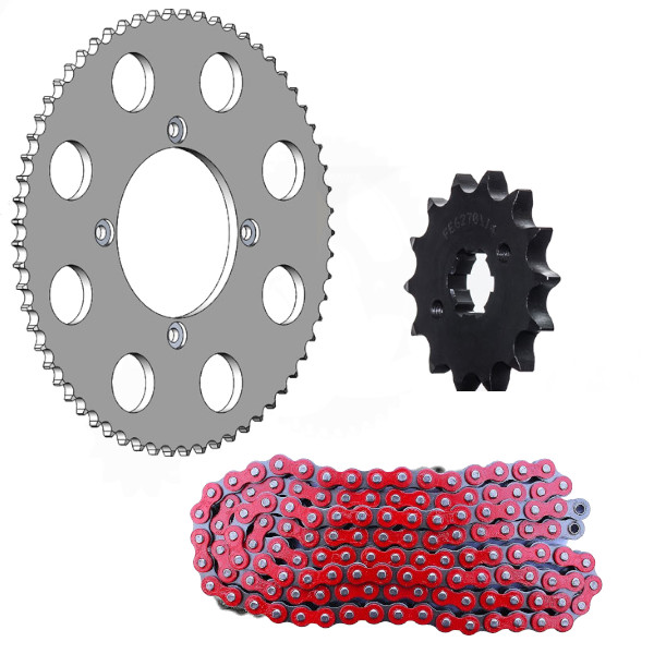 KIT CHAINE ROUGE ALU RR 125 4T (ADAPTABLE) 14X63/428MXZ (QUALITE ULTRA.RENFORCEE) KIT CHAINE ROUGE ALU RR 125 4T (ADAPTABLE) 14X63/428MXZ (QUALITE ULTRA.RENFORCEE)avec Attache Rapide. origine BETA 