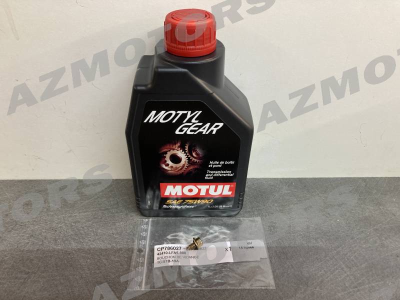 SET BOUCHON DE VIDANGE KYMCO + MOTUL MOTYLGEAR 75W90 (1L) PACK BOUCHON DE VIDANGE KYMCO + MOTUL MOTYLGEAR 75W90 (1L) origine KYMCO -DISPO