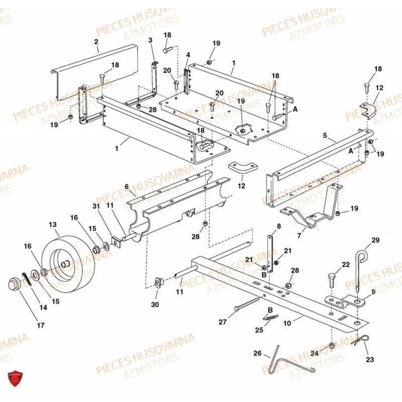 PIECES REMORQUE 501008201 HUSQVARNA PIECES DETACHEES ORIGINE Husqvarna POUR REPARER VOTRE REMORQUE  501008201  origine HUSQVARNA -DISPO