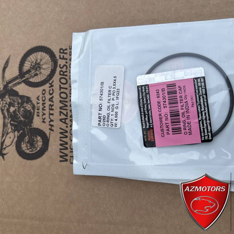574301/B - JOINT TORIQUE FILTRE A HUILE  (Royal Enfield) 574301/B - JOINT TORIQUE FILTRE A HUILE  (Royal Enfield) origine ROYAL ENFIELD -DISPO