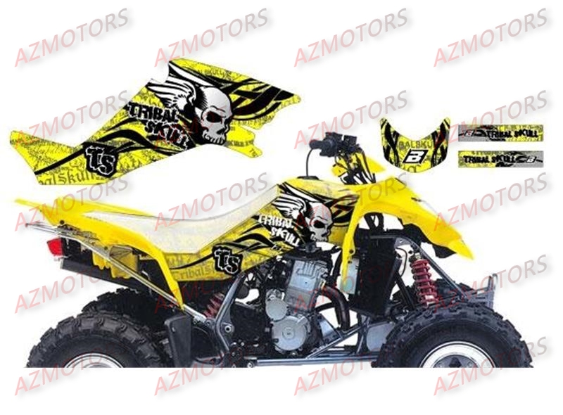 KIT DECO BLACKBIRD TRIBAL SKULL II JAUNE POUR QUAD SUZUKI LTZ400 `03-10