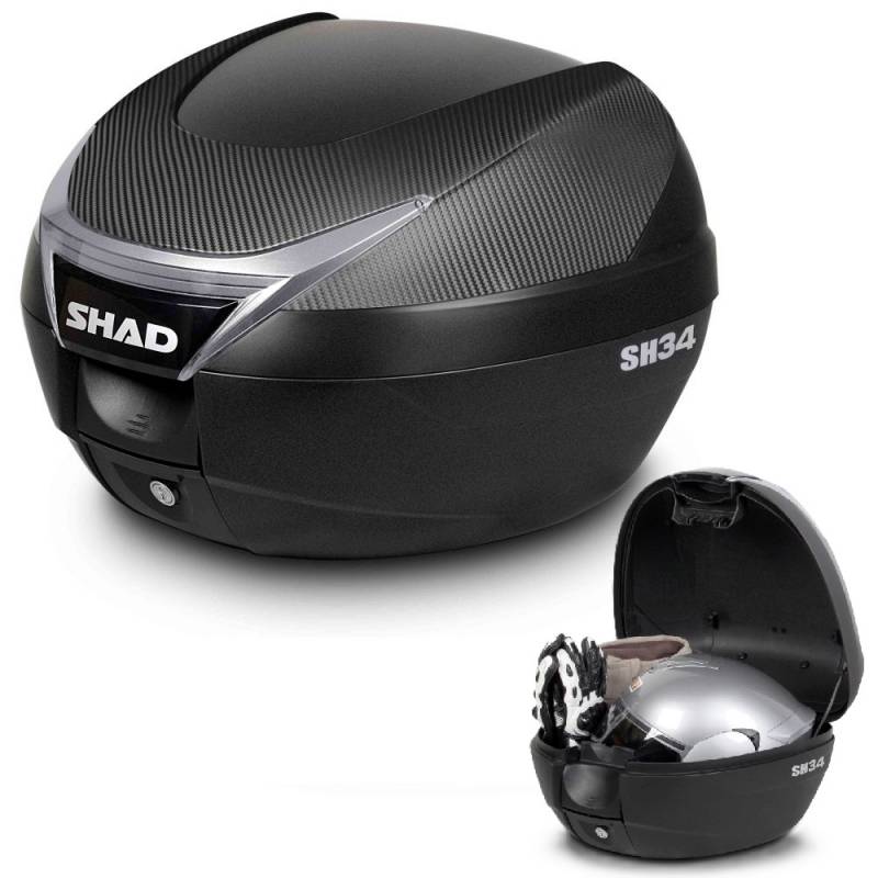 TOP CASE SHAD SH34 CARBON Le top case 34 litres à une capacité pour un casque intégral et des accessoires. origine VOGE -DISPO