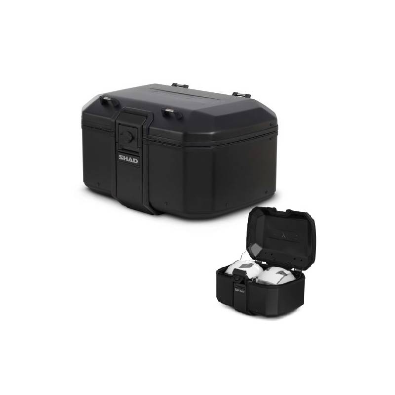 TOP CASE SHAD TR55 TERRA PURE BLACK Top case TERRA TR55 Pure Black pouvant contenir deux casques modulaires.  origine VOGE -DISPO