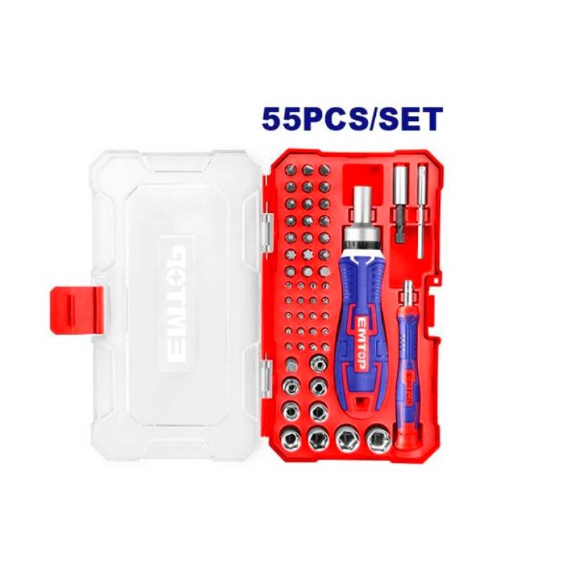 Tournevis avec embouts et cles interchangeables - 55 pièces - EMTOP Tournevis avec embouts et cles interchangeables - 55 pièces - EMTOP origine AZMOTORS -DISPO