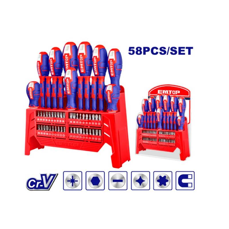 JEU DE 58 TOURNEVIS EMTOP JEU DE 58 TOURNEVIS EMTOP origine AZMOTORS -DISPO