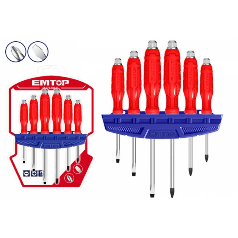 KIT 6 TOURNEVIS EMTOP (1xSL5.5-1xSL6.5-1xSL8-1xPH1-1xPH2-1xPH3) KIT 6 TOURNEVIS EMTOP (1xSL5.5-1xSL6.5-1xSL8-1xPH1-1xPH2-1xPH3) origine AZMOTORS -DISPO