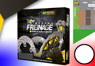 KIT FREINAGE ARRIERE ESSENTIEL FE 250/300 (KXR/MAXXER/MXU) - (Composé de 1 DISQUES FE.K413 et de 1 JEUX DE 4 PLAQUETTES LMP375OR AP RACING) KIT FREINAGE ARRIERE ESSENTIEL FE 250/300 (KXR/MAXXER/MXU) - (Composé de 1 DISQUES FE.K413 et de 1 JEUX DE 4 PLAQUETTES LMP375OR AP RACING) origine KYMCO -DISPO