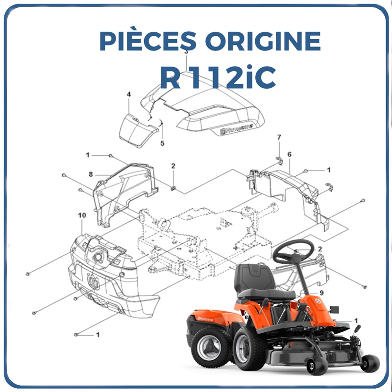 PIECES TONDEUSE AUTOPORTEE R 112iC HUSQVARNA PIECES TONDEUSE AUTOPORTEE R 112iC Référence (PNC) 970728702 origine HUSQVARNA -DISPO