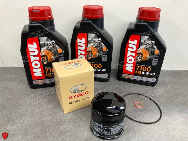 KIT VIDANGE POUR VOTRE KYMCO MXU/MAXXER 400/450i AVEC HUILE MOTUL 7100 4T 10W-40 x(3L)+ FILTRE A HUILE HF-138 + JOINT DE CARTER DE VIDANGE (15439-PWB1-900) + JOINT DE BOUCHON DE VIDANGE (14MM)(15438-PWB1-900)