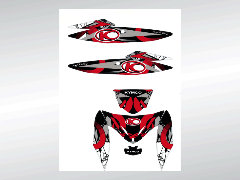 Kit déco 50/125 AGILITY (sauf CITY/RS) FOND ROUGE