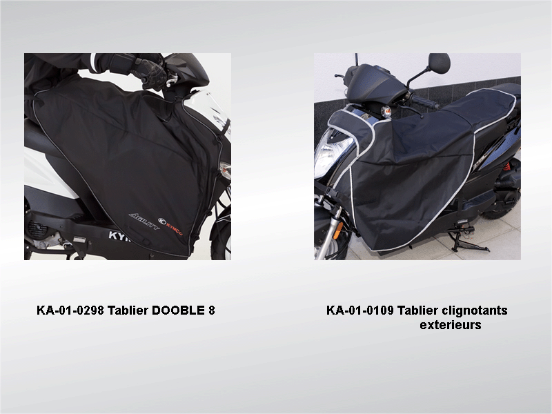 TABLIER KYMCO POUR AGILITY 50/125 KYMCO KA-01-0298-TABLIER DOOBLE 8 POUR AGILITY MMC 50/125,Toile traitée anti-uv enduite P.V.C,Doublure face interne,Système anti-flottement DOOBLE 8 breveté origine KYMCO -DISPO