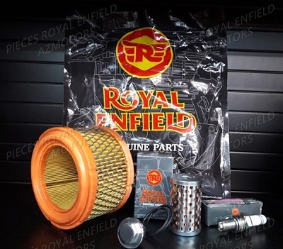 KIT ENTRETIEN 500 UCE FILTRE A HUILE(888414),BOUGIE(572327B),FILTRE A AIR(581007A),BOUCHON D HUILE(502018B) KIT ENTRETIEN 500 UCE FILTRE A HUILE(888414),BOUGIE(572327B),FILTRE A AIR(581007A),BOUCHON D HUILE(502018B) origine ROYAL ENFIELD -NDISPO