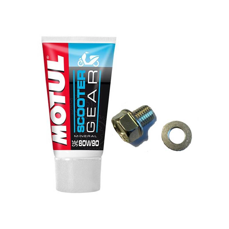 PACK VIDANGE BOITE/TRANSMISSION HUILE MOTUL SCOOTER GEAR 80W-90 (150ML),VIS ET JOINT DE BOUCHON DE VIDANGE KIT VIDANGE HUILE BOITE/TRANSMISSION MOTUL SCOOTER GEAR 80W-90 (150ML) ET VIS/JOINT DE BOUCHON DE VIDANGE origine KYMCO -DISPO