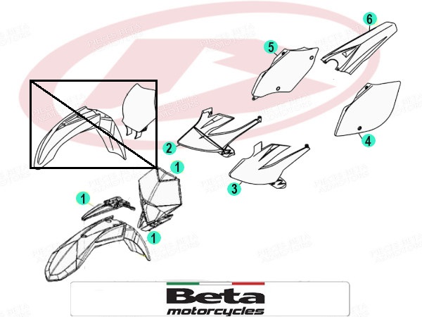 KIT CARENAGES BLANC ORIGINE BETA RR4T 400/450/525 (2006-2009) LOT DE CARENAGES BLANC ORIGINE BETA RR4T 400/450/525 (2006-2009) origine BETA 
