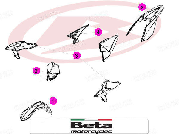 KIT CARENAGES BLANC ORIGINE BETA RR2T 125/200/250/300, RR4T 350/390/430/480 (2018-2019) KIT CARENAGES BLANC ORIGINE RR2T 125/200/250/300 XTRAINER, RR4T 350/390/430/480 (2018-2019) origine BETA 
