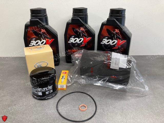 KIT ENTRETIEN MOTEUR MXU 400 ET HUILE MOTUL 300V 4T 10W-40 -(3L) HUILE 300V MOTUL 10W40 X 3L AVEC FILTRE A HUILE,FILTRE A AIR,BOUGIE CR8E,JOINT DE CARTER DE VIDANGE,JOINT DE BOUCHON DE VIDANGE (14MM) - ORIGINE KYMCO origine KYMCO -DISPO