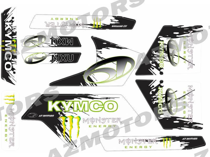 KIT DECOR MXU 300 R MONSTER STICKER MXU 300 R LOOK ENERGIE origine KYMCO -DISPO