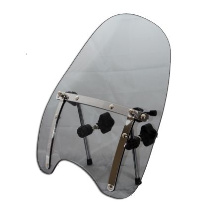 PAREBRISE MOTO CUSTOM FUMÉ UNIVERSEL H 410MM L430MM Parebrise Moto Custom Fumé Universel Hauteur 410mm Largeur 430mm origine DAELIM -DISPO