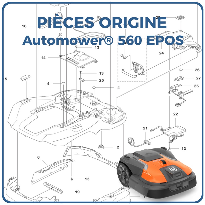 PIECES 560 EPOS ROBOT TONDEUSE HUSQVARNA PIECES du Robot 560 EPOS Référence (PNC) 970730412 origine HUSQVARNA -DISPO