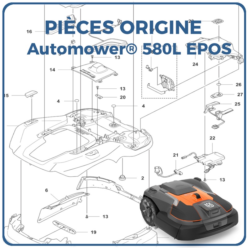PIECES 580L EPOS ROBOT TONDEUSE HUSQVARNA PIECES du Robot 580L EPOS Référence (PNC) 970730512 origine HUSQVARNA -DISPO