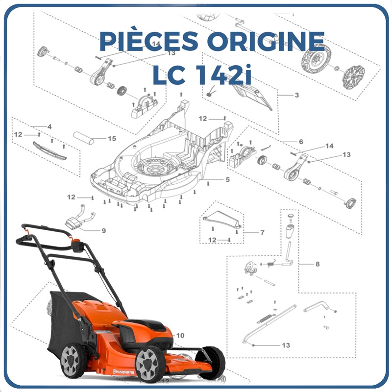 PIECES LC 142i TONDEUSE HUSQVARNA PIECES de Tondeuse LC 142i Référence (PNC) origine HUSQVARNA -DISPO