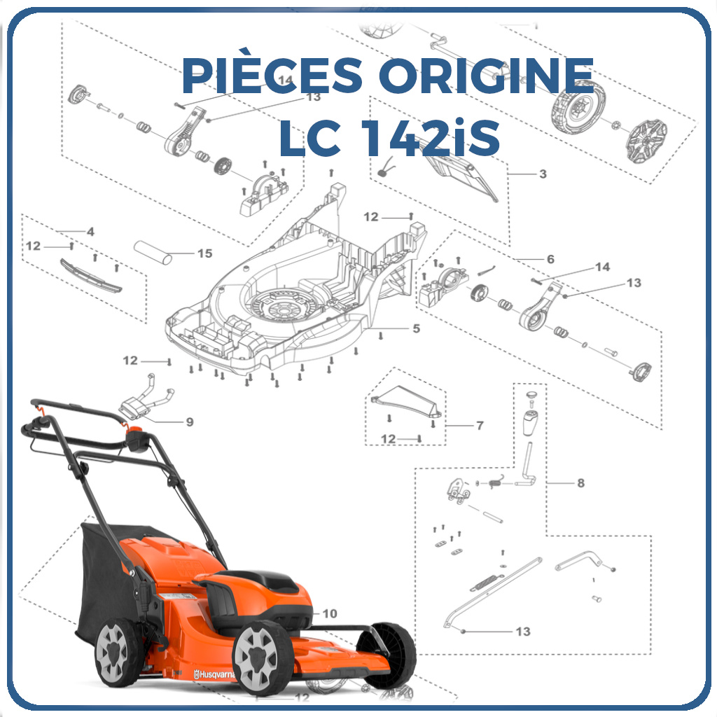 PIECES LC 142iS TONDEUSE HUSQVARNA PIECES de Tondeuse LC 142iS Référence (PNC) origine HUSQVARNA -DISPO
