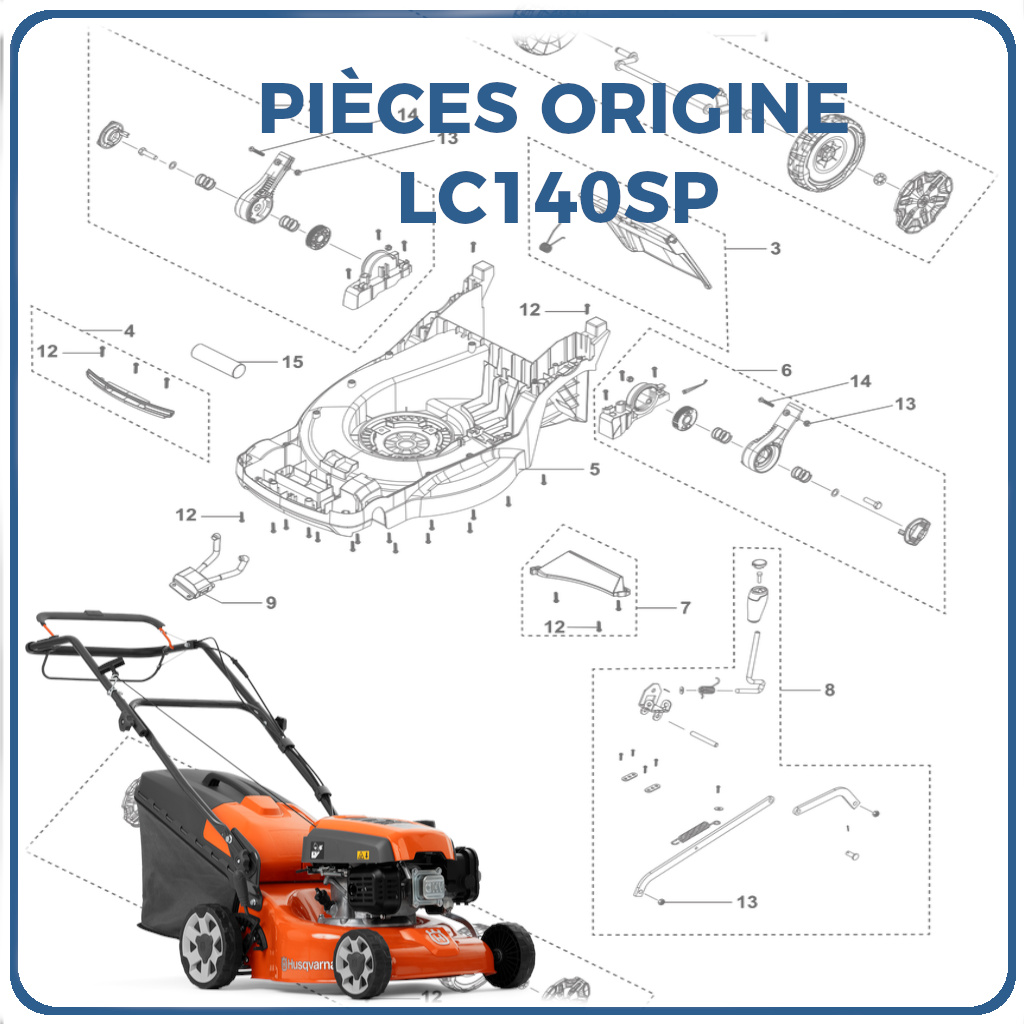 PIECES LC 140SP TONDEUSE HUSQVARNA PIECES de Tondeuse LC 140SP Référence (PNC) origine HUSQVARNA -DISPO