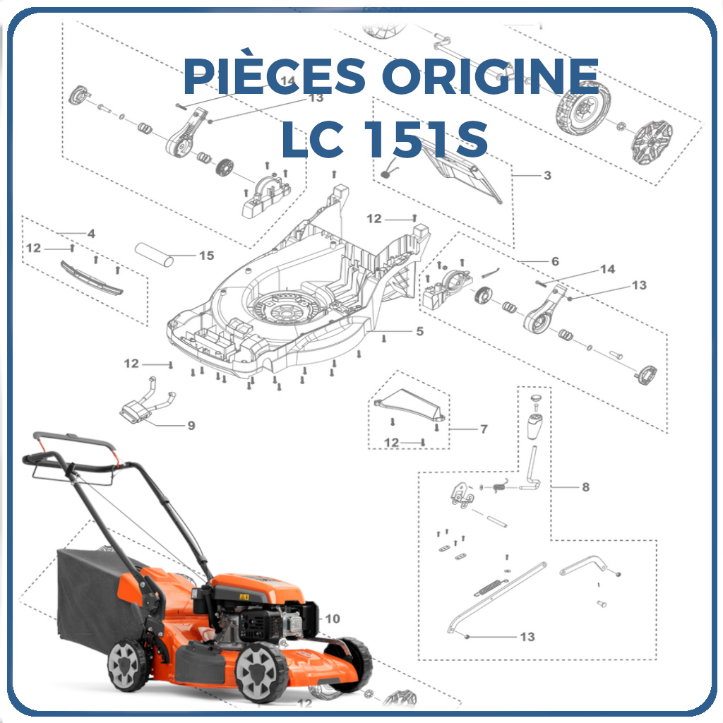 PIECES LC 151S TONDEUSE HUSQVARNA PIECES de Tondeuse LC 151S Référence (PNC) origine HUSQVARNA -DISPO