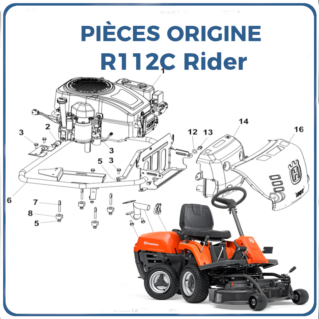 PIECES TONDEUSE AUTOPORTEE R112C RIDER HUSQVARNA PIECES TONDEUSE AUTOPORTEE R112C RIDER Référence (PNC) 967178402 origine HUSQVARNA -DISPO
