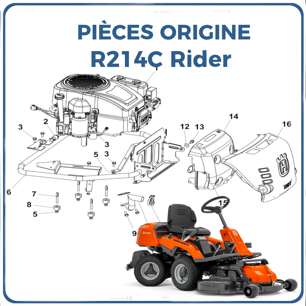 PIECES TONDEUSE AUTOPORTEE R214C RIDER HUSQVARNA PIECES TONDEUSE AUTOPORTEE R214C RIDER Référence (PNC) 970519401 origine HUSQVARNA -DISPO