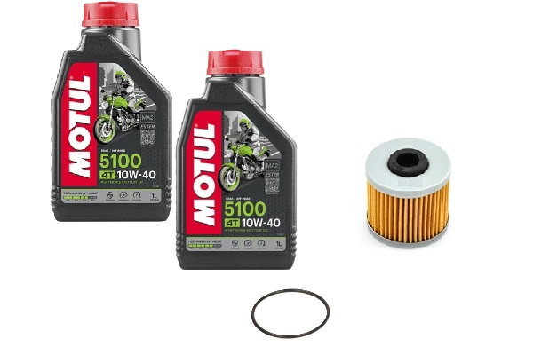 SET VIDANGE KYMCO XCITING 400I/XCITING S 400i HUILE MOTUL 5100 4T 10W-40 x(2L) FILTRE À HUILE HF-568 + JOINT KIT VIDANGE XCITING 400I/400S KYMCO : HUILE MOTUL 5100 4T 10W-40 (2L), FILTRE HF-568 ET JOINT TORIQUE origine KYMCO -DISPO