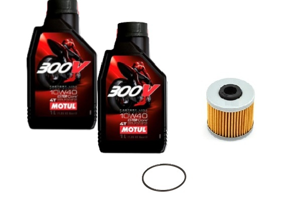SET VIDANGE KYMCO XCITING 400I/XCITING S 400i HUILE MOTUL 300V 4T 10W-40 x(2L) FILTRE À HUILE HF-568 + JOINT KIT VIDANGE XCITING 400I/400S KYMCO : HUILE MOTUL 300V 4T 10W-40 (2L), FILTRE HF-568 ET JOINT TORIQUE origine KYMCO -DISPO