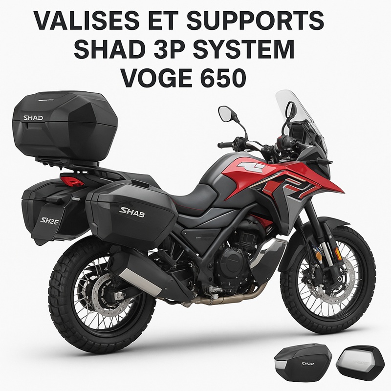 VALISES ET SUPPORTS SHAD 3P SYSTEM VOGE 650 SUPPORTS (FORME L ) 3 POINTS POUR INSTALLER LES VALISES LATERALES SHAD SUR VOTRE MOTO origine VOGE -DISPO