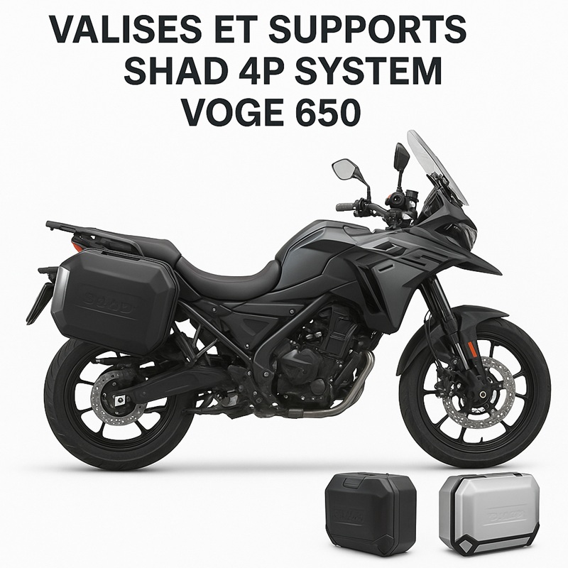 VALISES ET SUPPORTS SHAD 4P SYSTEM VOGE 650 SUPPORTS (FORME RECTANGLE) 4 POINTS POUR INSTALLER LES VALISES LATERALES SHAD SUR VOTRE MOTO origine VOGE -DISPO