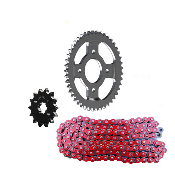 KIT CHAINE CHAINE ROUGE (ADAPTABLE) 125 ASTOR ORCAL (ULTRA.RENFORCEE) KIT CHAINE ROUGE (ADAPTABLE) 125 ASTOR ORCAL (ULTRA.RENFORCEE)
avec Attache Rapide. origine ORCAL 