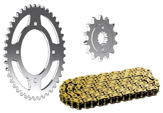 KIT CHAINE BLACK et OR DINLI/MASAI 450/460 (XW RING ULTRA RENFORCEE RK520GXW) - (ADAPTABLE) KIT CHAINE BLACK et OR DINLI/MASAI 450/460 ((XW RING ULTRA RENFORCEE RK520GXW) - (ADAPTABLE)(avec Attache A River.) origine MASAI 