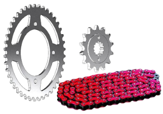 KIT CHAINE ROUGE DINLI/MASAI 450/460 (XW RING ULTRA RENFORCEE RK520GXW) - (ADAPTABLE) KIT CHAINE ROUGE DINLI/MASAI 450/460 ((XW RING ULTRA RENFORCEE RK520GXW) - (ADAPTABLE)(avec Attache A River.) origine MASAI 