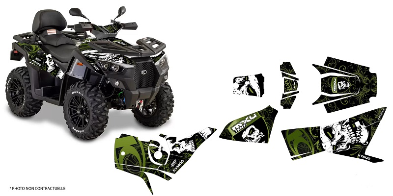 KIT DECO KYMCO MXU 700 SKULL KAKI (2019-2023)
 KIT DECO KYMCO MXU 700 SKULL KAKI (2019-2023) origine KYMCO 