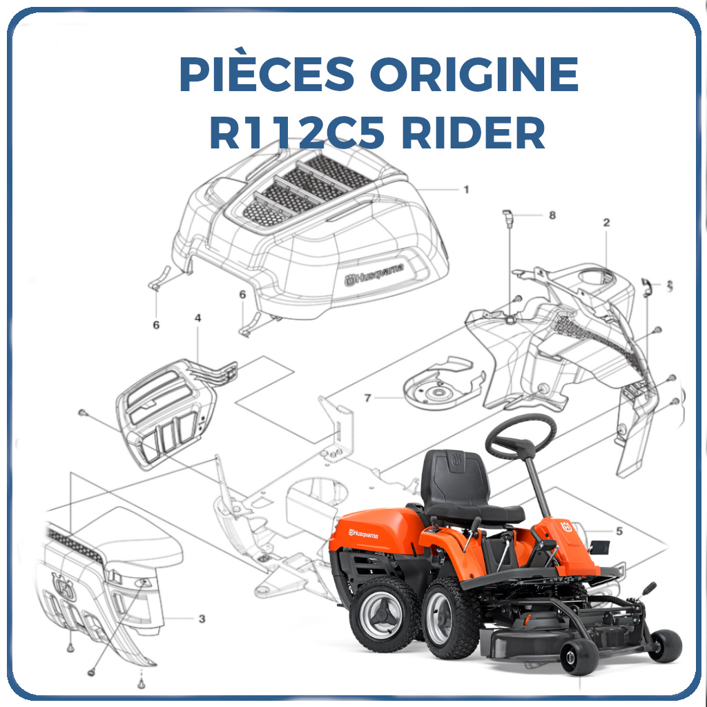 PIECES TONDEUSE AUTOPORTEE R112C5 RIDER HUSQVARNA PIECES TONDEUSE AUTOPORTEE R112C5 RIDER Référence (PNC) 967178502 origine HUSQVARNA -DISPO