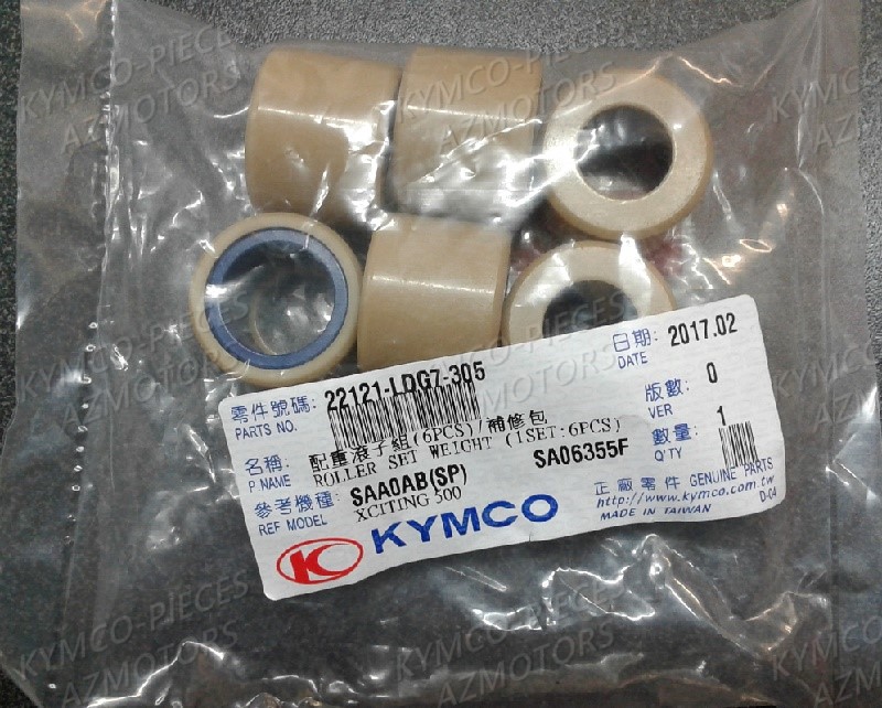 JEU DE GALETS DE VARIATEUR 29x22 33,5 GR KYMCO  origine  -DISPO