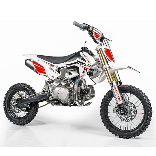 MOTO PIT BIKE 125CC BASTOS BS 125 - ÉDITION 2022 0400100000083 - PIT BIKE BASTOS BS 125 ÉDITION 2022
La pitbike 125cc Bastos BS 125 sadapte à tous les gabarits grâce à sa hauteur de selle de 77 cm. Son poids de 62 kg, son empattement de 115 cm et sa garde au sol de 30 cm permettent une conduite facile daccès. Idéale à partir de 10 ans, ou pour un pilote mesurant au moins 1m30, cette dirt bike peut donc être utilisée par les adolescents comme par les adultes origine BASTOS -DISPO