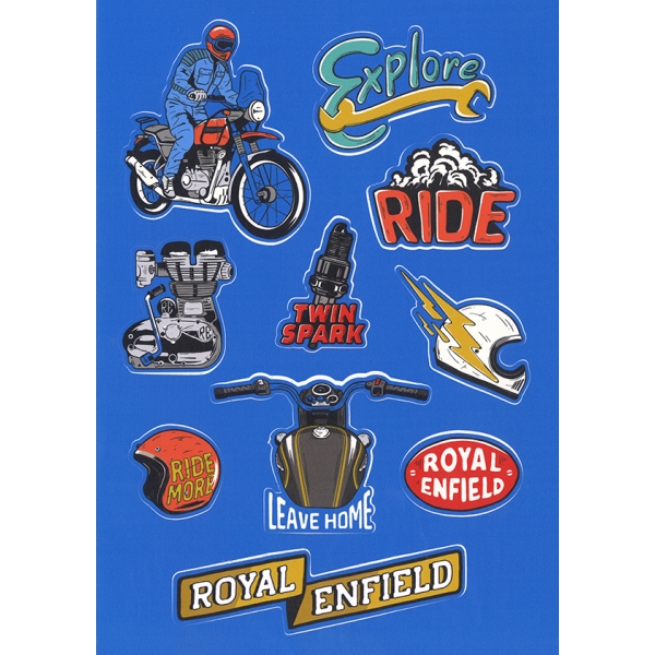 PLANCHE STICKERS BLEU ROYAL ENFIELD PLANCHE STICKERS BLEU ROYAL ENFIELD origine ROYAL ENFIELD 